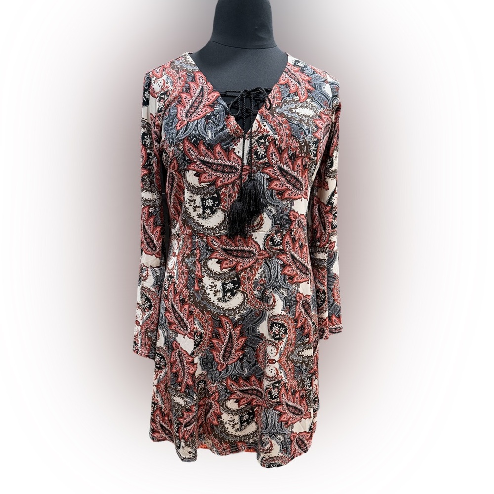 VENUS Red and Black Paisley XL Dress #DR0025